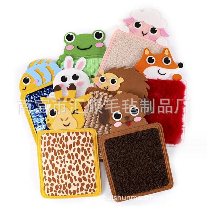 Autistic infants and young children hand-eye exercise early education puzzle animal skin cognitive texture hair touch sensory mat