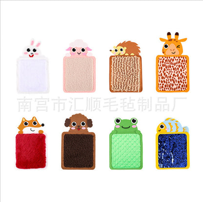 Autistic infants and young children hand-eye exercise early education puzzle animal skin cognitive texture hair touch sensory mat