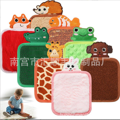 Autistic infants and young children hand-eye exercise early education puzzle animal skin cognitive texture hair touch sensory mat