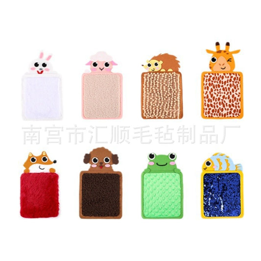 Autistic infants and young children hand-eye exercise early education puzzle animal skin cognitive texture hair touch sensory mat